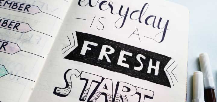 Notebook reading Everyday is a fresh start